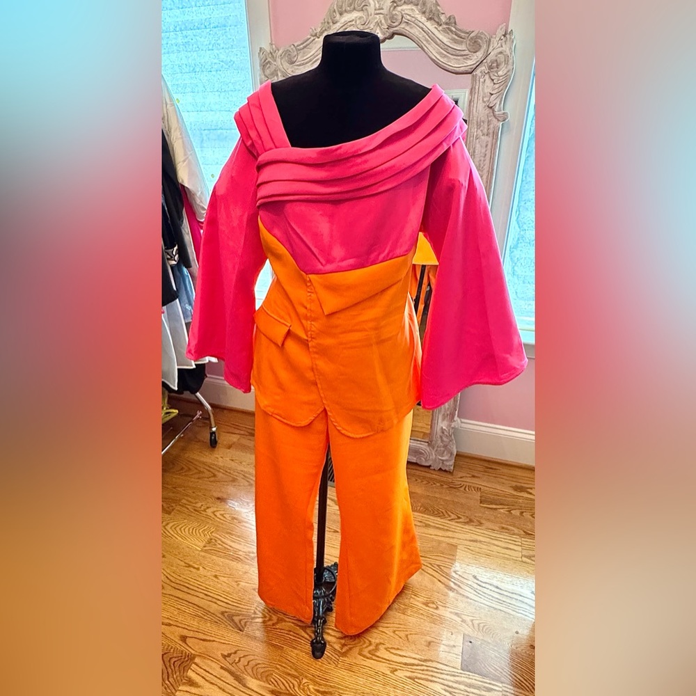 Vibrant Pink and Orange Women's Jumpsuit